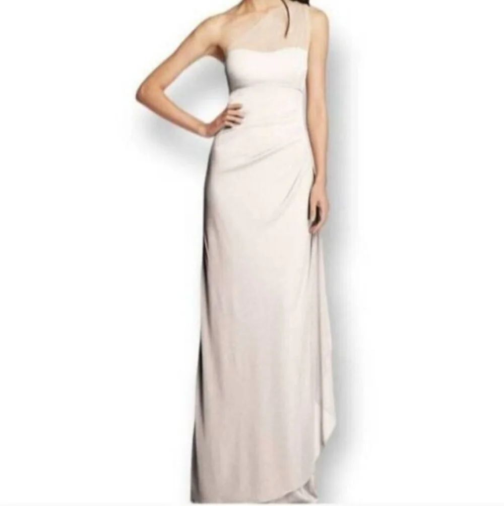 DAVID'S BRIDAL PINK ONE SHOULDER GOWN SZ.2 EUC